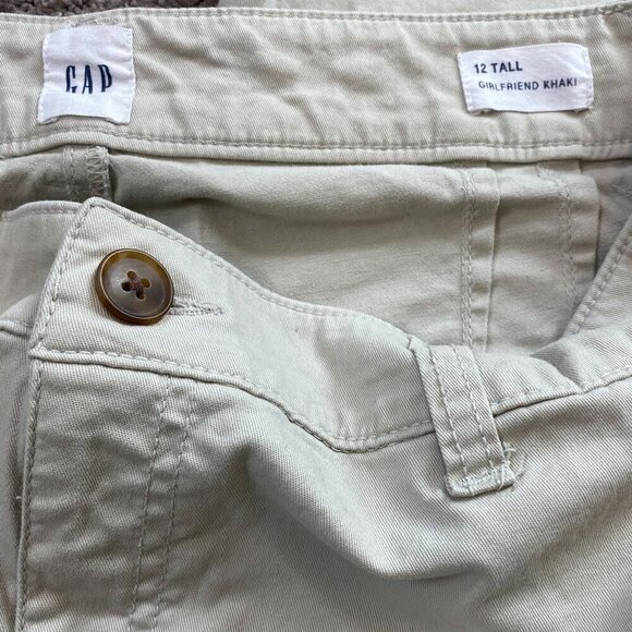 GAP Girlfriend Khaki Pants Sz 12 Tall Light Beige/Khaki Cotton-Spandex #331A - Picture 6 of 7